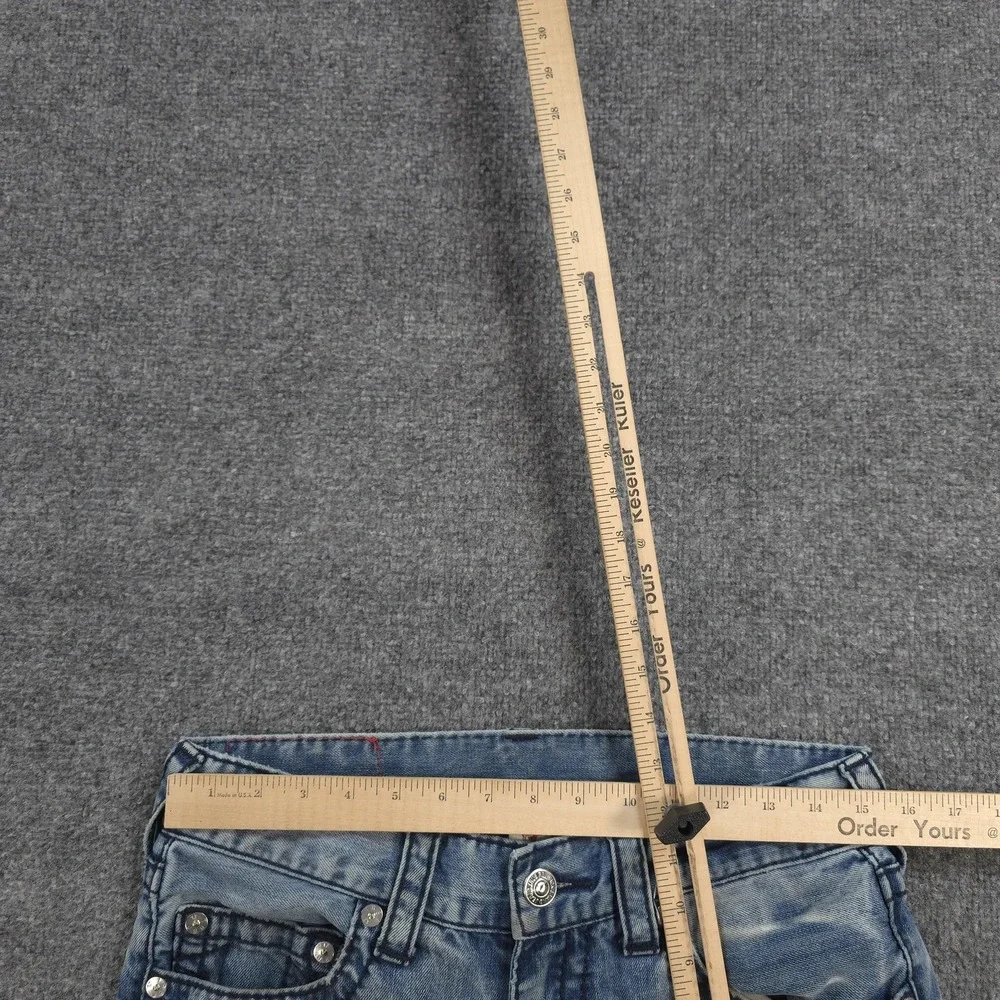 True Religion Jeans Mens 30x33 Light Wash Denim Ricky Straight Logo Casual Prep